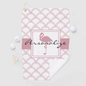 Art Deco Golfpatroon Roze Flamingo Golfhanddoek (Insitu)