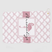 Art Deco Golfpatroon Roze Flamingo Golfhanddoek (Horizontaal)