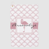 Art Deco Golfpatroon Roze Flamingo Golfhanddoek (Voorkant)