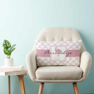 Art Deco golfpatroon roze flamingo Kussen
