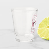 Art Deco Golfpatroon Roze Flamingo Shot Glas (Links)