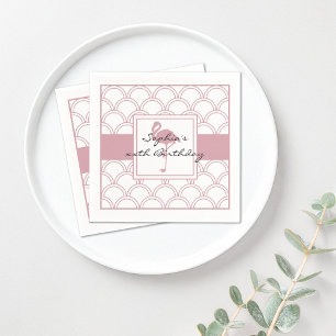 Art Deco Golfpatroon Roze Flamingo Strandfeest Servet