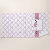 Art Deco golfpatroon roze flamingo Strandlaken (Voorkant)