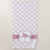 Art Deco golfpatroon roze flamingo Strandlaken (Voorkant)