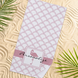 Art Deco golfpatroon roze flamingo Strandlaken