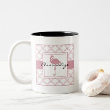 Art Deco golfpatroon roze flamingo