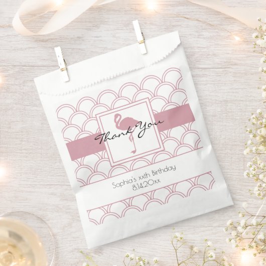 Art Deco Golfpatroon Roze Flamingo Verjaardag Bedankzakje (Geknipt)