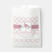 Art Deco Golfpatroon Roze Flamingo Verjaardag Bedankzakje (Voorkant)