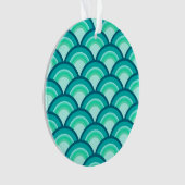 Art Deco golfpatroon - tinten turquoise Ornament (voorkant)