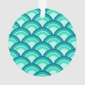 Art Deco golfpatroon - tinten turquoise Ornament (achterkant)
