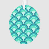 Art Deco golfpatroon - tinten turquoise Ornament (voorkant)
