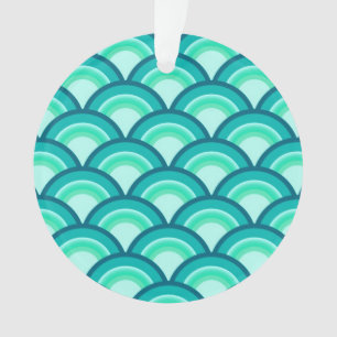 Art Deco golfpatroon - tinten turquoise Ornament