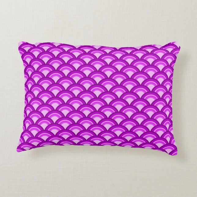 Art Deco-golfpatroon - violet en orchidee Decoratief Kussen (Achterkant)