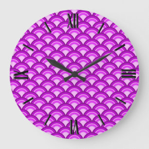 Art Deco-golfpatroon - violet en orchidee Grote Klok