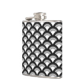 Art Deco golfpatroon - zwart en wit Heupfles (Links)