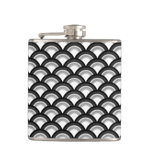 Art Deco golfpatroon - zwart en wit Heupfles