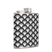 Art Deco golfpatroon - zwart en wit Heupfles (Rechts)