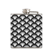 Art Deco golfpatroon - zwart en wit Heupfles (Achterkant)