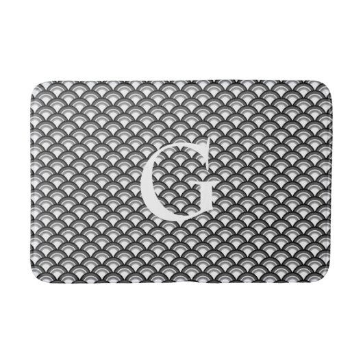 Art Deco-golfpatroon - zwart-wit Badmat (Voorkant)