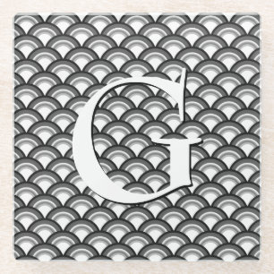 Art Deco-golfpatroon - zwart-wit Glazen Onderzetter