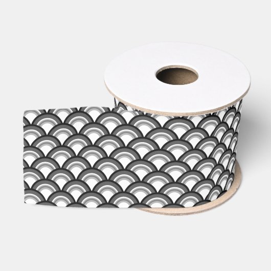 Art Deco-golfpatroon - zwart-wit Grosgrain Lint (Spoel)