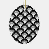Art Deco-golfpatroon - zwart-wit Keramisch Ornament (Rechts)