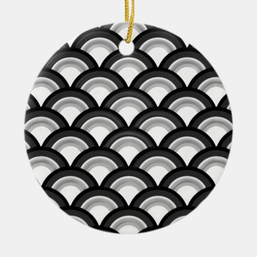Art Deco-golfpatroon - zwart-wit Keramisch Ornament (Voorkant)