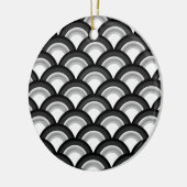 Art Deco-golfpatroon - zwart-wit Keramisch Ornament (Links)