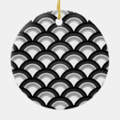Art Deco-golfpatroon - zwart-wit Keramisch Ornament (Achterkant)