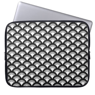 Art Deco-golfpatroon - zwart-wit Laptop Sleeve