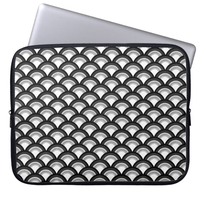 Art Deco-golfpatroon - zwart-wit Laptop Sleeve (Voorkant)