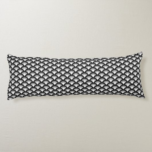 Art Deco-golfpatroon - zwart-wit Lichaamskussen (Achterkant)