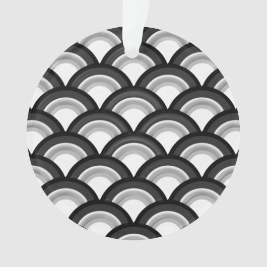 Art Deco-golfpatroon - zwart-wit Ornament (voorkant)