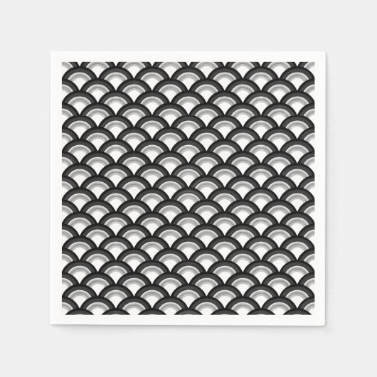 Art Deco-golfpatroon - zwart-wit Servet (Voorkant)