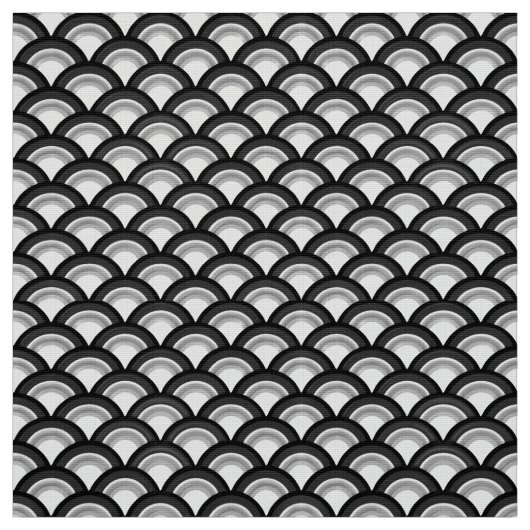 Art Deco-golfpatroon - zwart-wit Stof (Swatch)