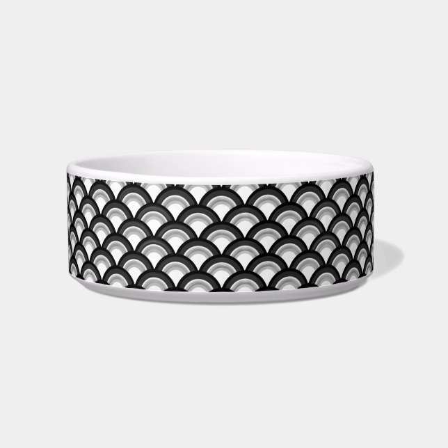 Art Deco-golfpatroon - zwart-wit Voerbakje (Links)