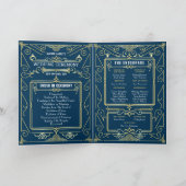 Art Deco Goud Blauw Entourage Orde van Ceremonie Programma (Binnen)