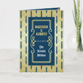 Art Deco Goud Blauw Entourage Orde van Ceremonie Programma (Voorkant)