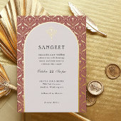 Art Deco Goud Bloemen Indiaas Bruiloft Sangeet Folie Uitnodiging