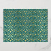 Art Deco Goud Bloemenbruiloft Multi Event RSVP-kaa Folie Uitnodiging Briefkaart (Achterkant)