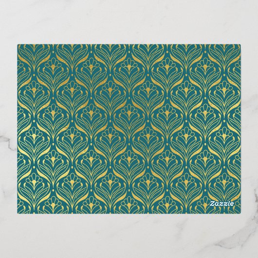 Art Deco Goud Bloemenbruiloft Multi Event RSVP-kaa Folie Uitnodiging Briefkaart (Achterkant)