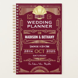 Art Deco Goud Bourgogne Elegante Gatsby Bruiloft Planner