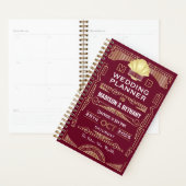 Art Deco Goud Bourgogne Elegante Gatsby Bruiloft Planner (Display)