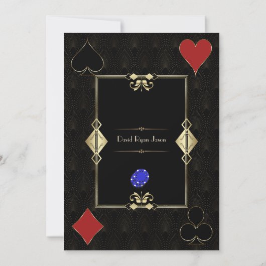 Art Deco Goud Casino Night Poker Man Verjaardag  Kaart (Achterkant)