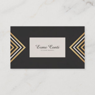 Art Deco Goud Chevron Modern Zwart Geometrisch Visitekaartje