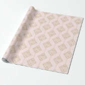 Art Deco Goud en Bord Roze Patroon Cadeaupapier (Uitgerold)