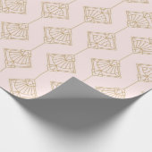 Art Deco Goud en Bord Roze Patroon Cadeaupapier (Hoek)