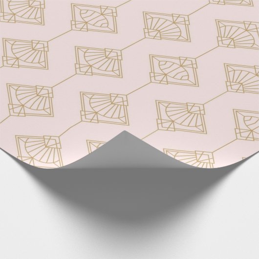Art Deco Goud en Bord Roze Patroon Cadeaupapier (Hoek)