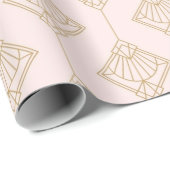 Art Deco Goud en Bord Roze Patroon Cadeaupapier (Rol Hoek)