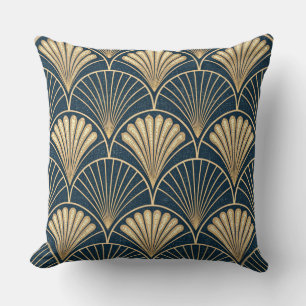 Art Deco Goud En Marineblauw Kussen